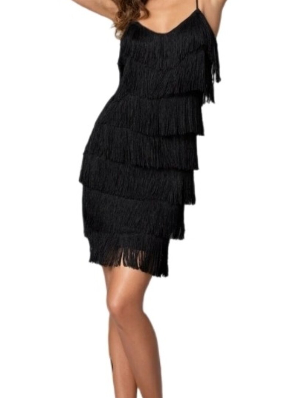 Mademoiselle Dress Flapper Fringe Evening Party Black Dress Size 7